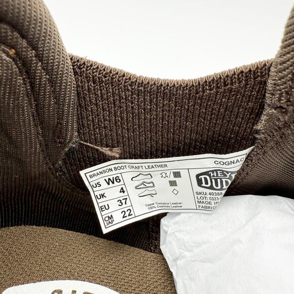 HEY DUDE Womens Branson Ankle Boots US 6 Cognac Leather Pull-On NIB - Picture 13 of 13